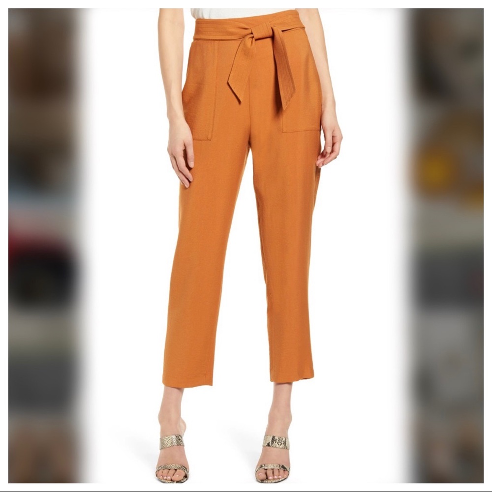 Leith Tie Front High Waist Utility Pant Tan XXS